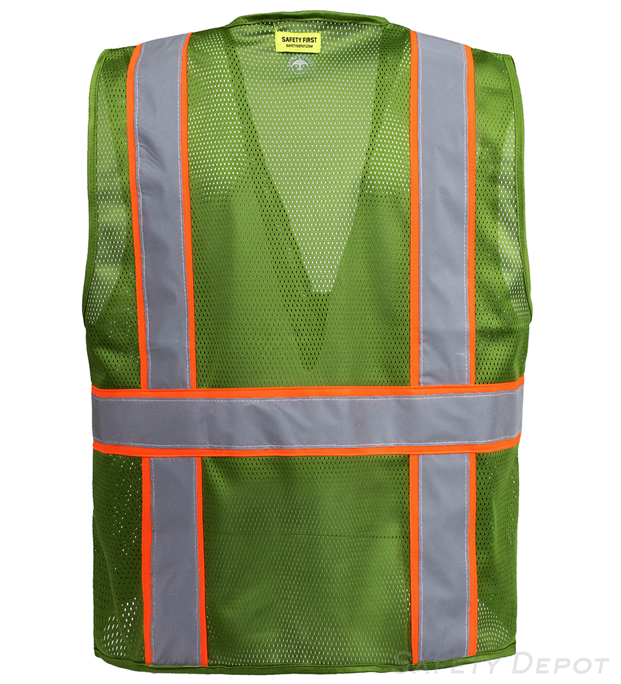 Olive Green Hi Visible Mesh Safety Vest MSD1001LTGreen